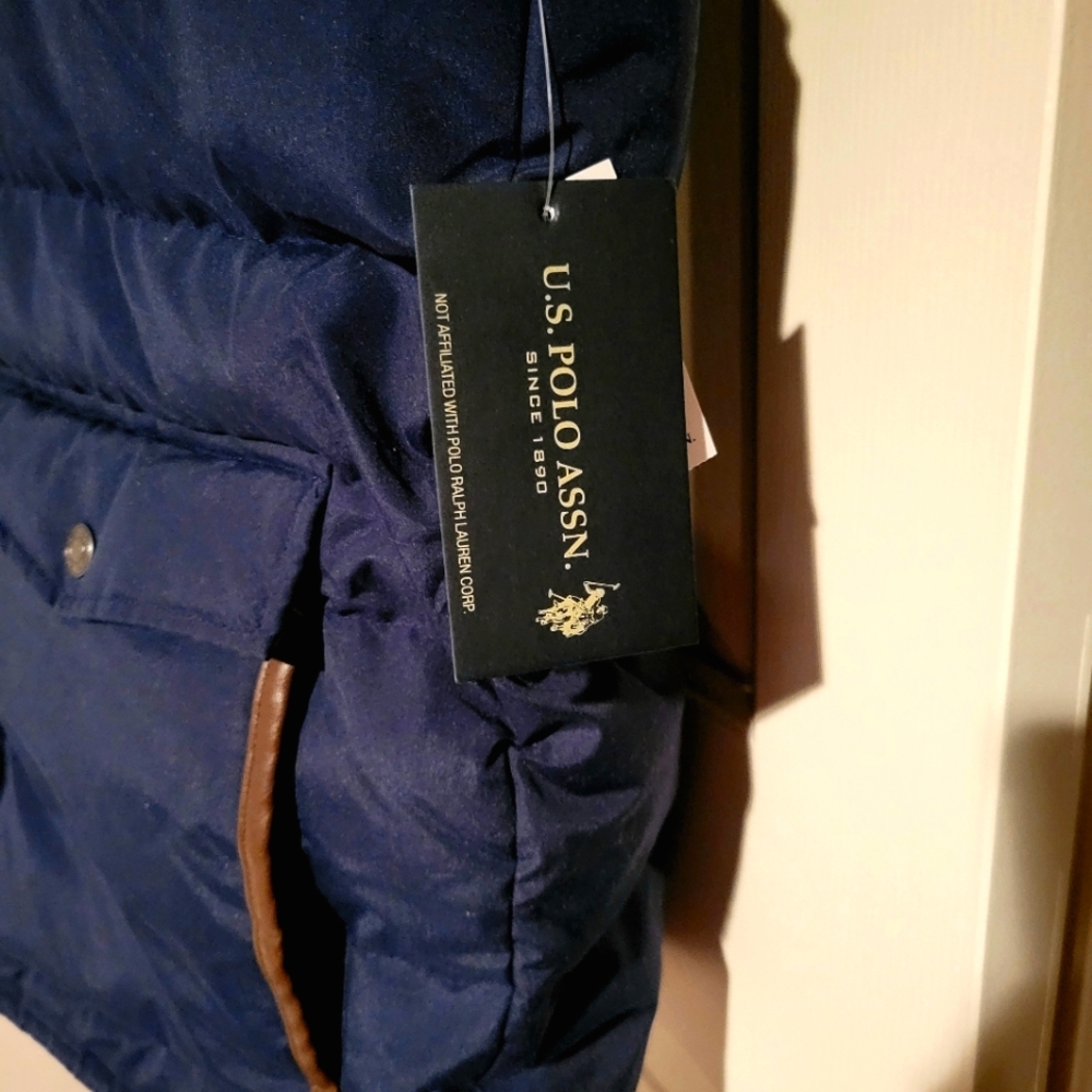 U.S. Polo Assn. Mens Puffer Vest Size S Womens M/L Unisex Puffer Vest Navy - Picture 8 of 13